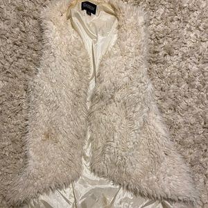 White fluffy vest